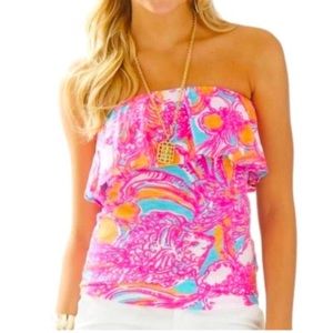 Lilly Pulitzer Wiley ruffle tube top shirt Small